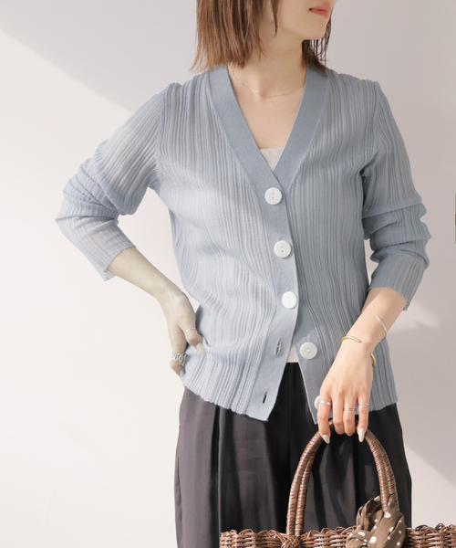 Torrazzo Donna(トラッゾドンナ)の「【TORRAZZO DONNA/トラッゾドンナ】クールタッチVネックニットカーディガン(カーディガン/ボレロ・レディース・ブラック/イエロー/ブルー・FREE)」の17枚目の写真