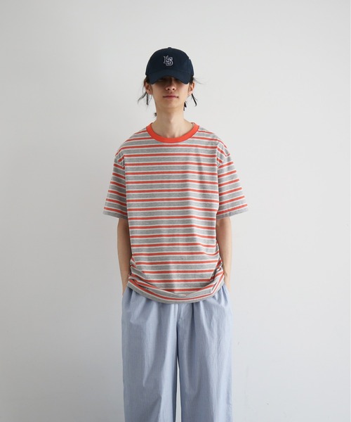KAIKO(カイコー)の「KAIKO C neck border t-shirts(Tシャツ/カットソー・メンズ・レッド/サックスブルー・1/2)」の2枚目の写真
