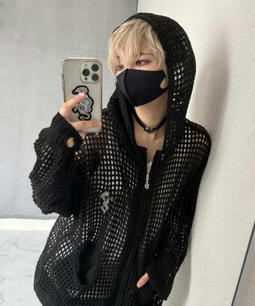 gibous(ギボス)の「gibous/ギボス/cross snake mesh parker(パーカー・レディース・ブラック・L)」の17枚目の写真