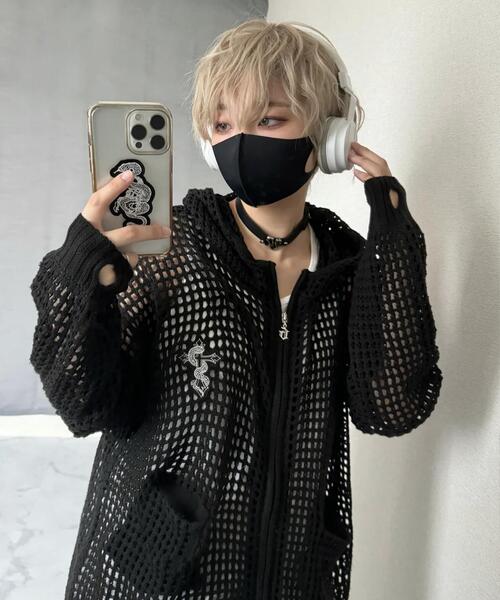 gibous(ギボス)の「gibous/ギボス/cross snake mesh parker(パーカー・レディース・ブラック・L)」の16枚目の写真