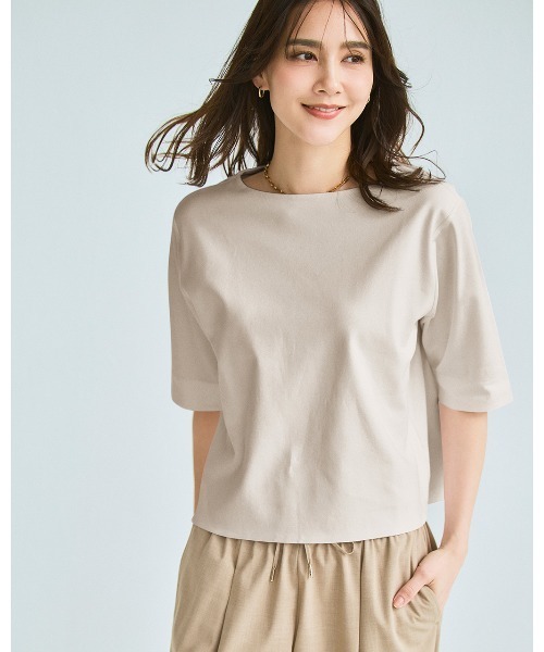 DoCLASSE（ ドゥクラッセ）の「ワイドフォルム／5分袖・DoT（Tシャツ/カットソー・レディース・ブルー/ブラック/ダークネイビー/ホワイト/ライトグレー・L/M/S/LL/3L）」の3枚目の写真
