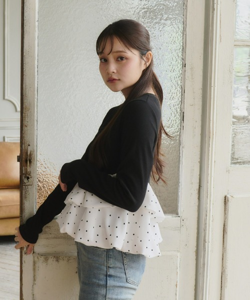 Olu.(オルドット)の「アシンメトリーダブルバルーンカットソー(Tシャツ/カットソー・レディース・ドット/チャコールグレー・FREE)」の5枚目の写真