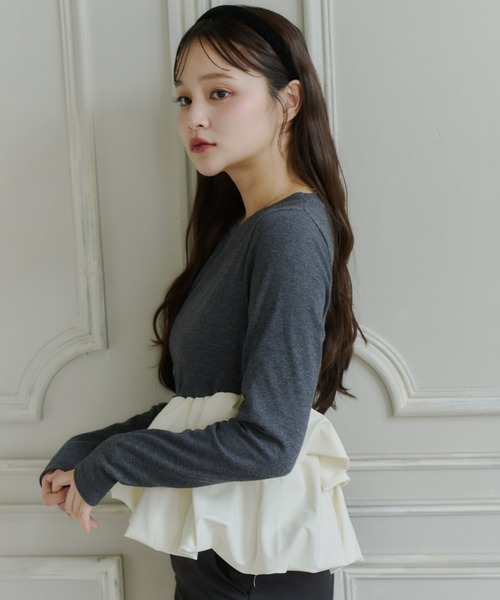 Olu.(オルドット)の「アシンメトリーダブルバルーンカットソー(Tシャツ/カットソー・レディース・ドット/チャコールグレー・FREE)」の11枚目の写真