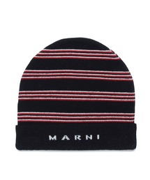 MARNI（マルニ）の「MARNI（マルニ）Kids & Junior ボーダー ロゴニットキャップ（ニットキャップ/ビーニー）」