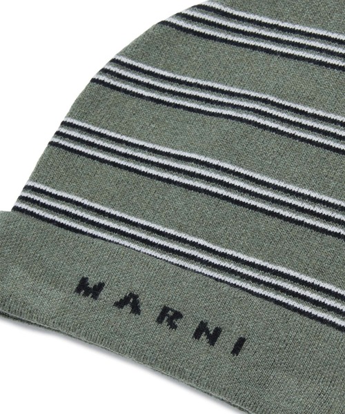 MARNI(マルニ)の「MARNI(マルニ)Kids & Junior ボーダー ロゴニットキャップ(ニットキャップ/ビーニー・キッズ・ブラック/カーキ/ライラック・Ⅱ/Ⅲ/Ⅰ)」の5枚目の写真