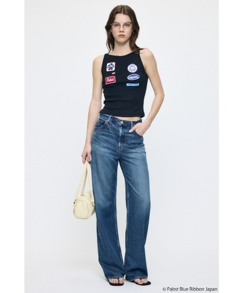 MOUSSY(マウジー)の「PABST PATCHED タンクトップ(タンクトップ・レディース・ホワイト/ブラック・FREE)」の4枚目の写真