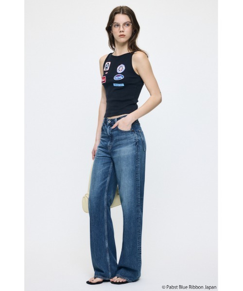 MOUSSY(マウジー)の「PABST PATCHED タンクトップ(タンクトップ・レディース・ホワイト/ブラック・FREE)」の5枚目の写真
