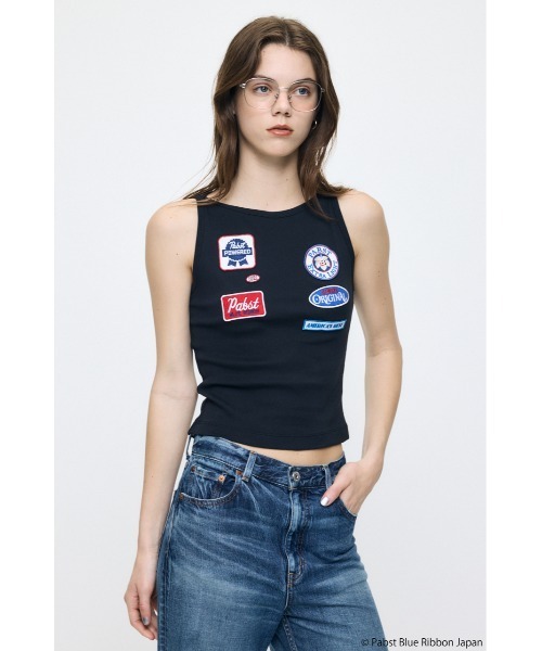 MOUSSY(マウジー)の「PABST PATCHED タンクトップ(タンクトップ・レディース・ホワイト/ブラック・FREE)」の7枚目の写真