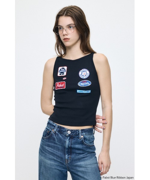 MOUSSY(マウジー)の「PABST PATCHED タンクトップ(タンクトップ・レディース・ホワイト/ブラック・FREE)」の8枚目の写真