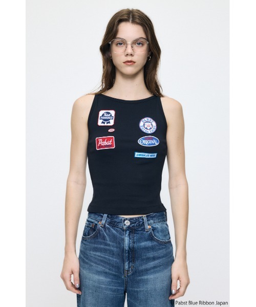 MOUSSY(マウジー)の「PABST PATCHED タンクトップ(タンクトップ・レディース・ホワイト/ブラック・FREE)」の9枚目の写真