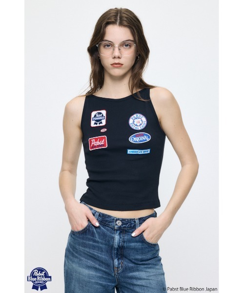 MOUSSY(マウジー)の「PABST PATCHED タンクトップ(タンクトップ・レディース・ホワイト/ブラック・FREE)」の3枚目の写真