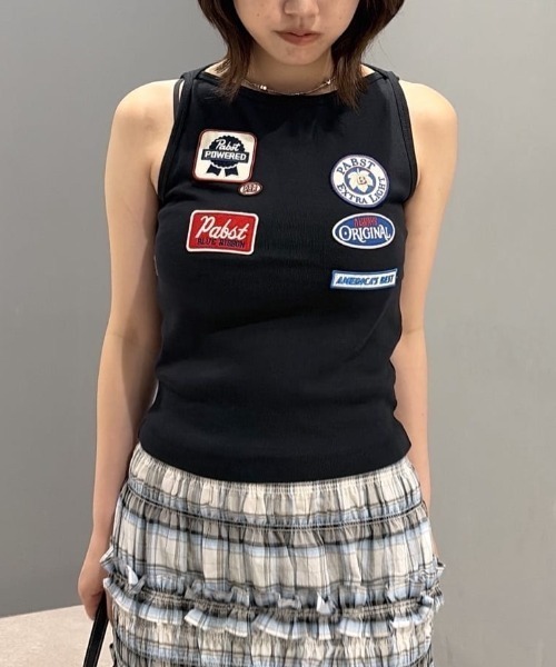 MOUSSY(マウジー)の「PABST PATCHED タンクトップ(タンクトップ・レディース・ホワイト/ブラック・FREE)」の22枚目の写真