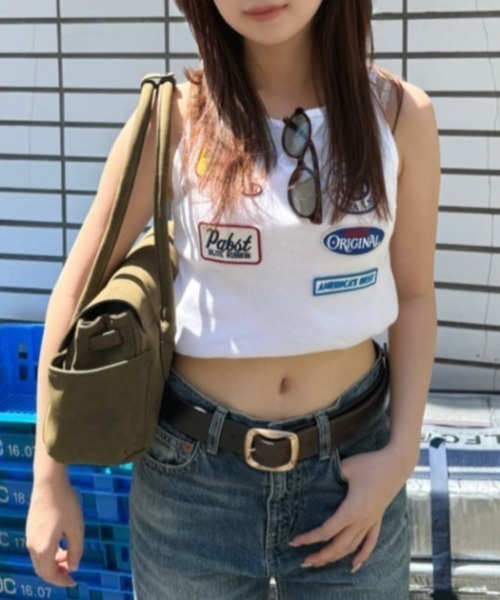 MOUSSY(マウジー)の「PABST PATCHED タンクトップ(タンクトップ・レディース・ホワイト/ブラック・FREE)」の19枚目の写真