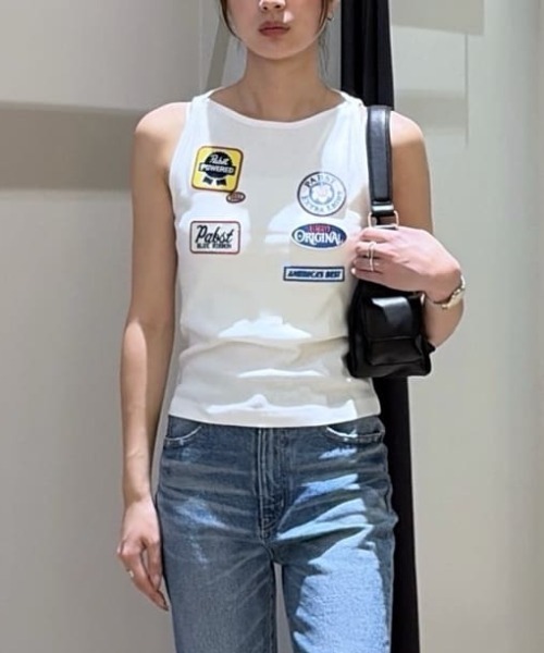 MOUSSY(マウジー)の「PABST PATCHED タンクトップ(タンクトップ・レディース・ホワイト/ブラック・FREE)」の18枚目の写真