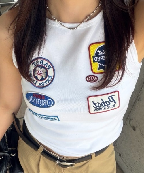 MOUSSY(マウジー)の「PABST PATCHED タンクトップ(タンクトップ・レディース・ホワイト/ブラック・FREE)」の20枚目の写真