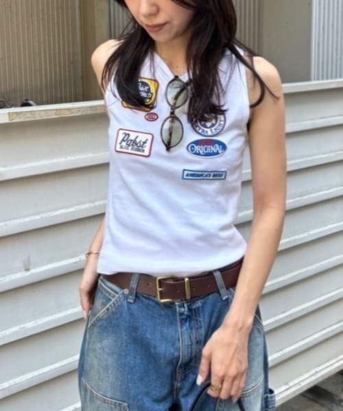 MOUSSY(マウジー)の「PABST PATCHED タンクトップ(タンクトップ・レディース・ホワイト/ブラック・FREE)」の17枚目の写真