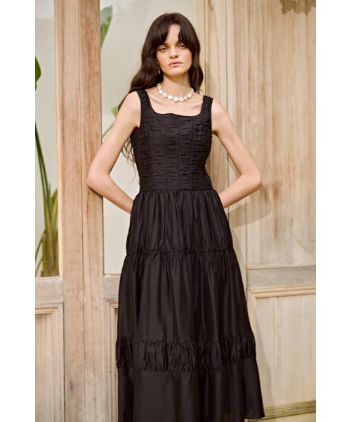 Estella.K（エステラケー）の「Floria Dress シャーリングドレス（ワンピース・レディース・ブラック/オフホワイト/ピンク/ブルー系その他・FREE）」の3枚目の写真