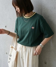 2026SS Dickies/ディッキーズ ワッペンロゴ刺繍 無地/リンガー/リブライン配色 半袖Tシャツ メンズ レディース