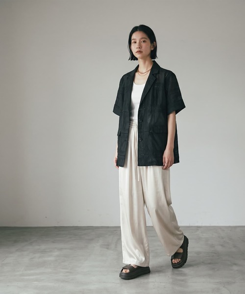 STYLE DELI(スタイルデリ)の「【BLK001】パッチワークシアーレーステーラードジャケット(テーラードジャケット・レディース・オフホワイト/ブラック・FREE)」の21枚目の写真