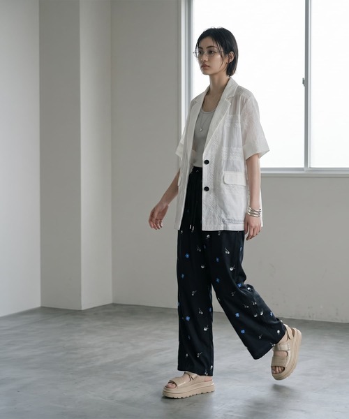 STYLE DELI(スタイルデリ)の「【BLK001】パッチワークシアーレーステーラードジャケット(テーラードジャケット・レディース・オフホワイト/ブラック・FREE)」の14枚目の写真