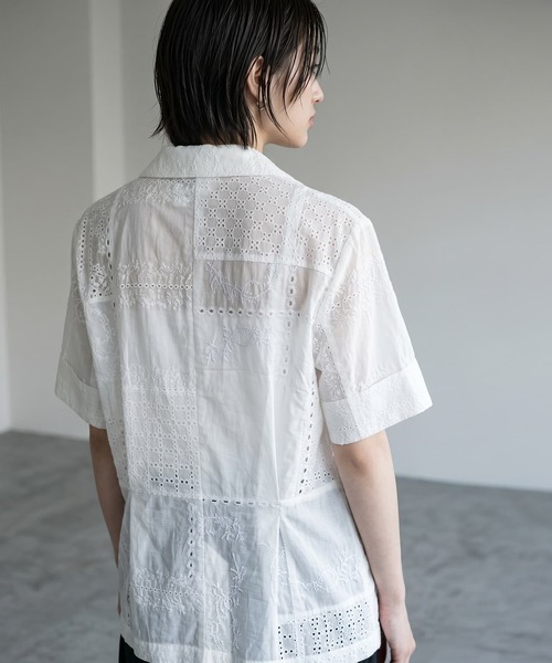 STYLE DELI(スタイルデリ)の「【BLK001】パッチワークシアーレーステーラードジャケット(テーラードジャケット・レディース・オフホワイト/ブラック・FREE)」の16枚目の写真