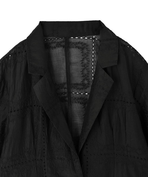 STYLE DELI(スタイルデリ)の「【BLK001】パッチワークシアーレーステーラードジャケット(テーラードジャケット・レディース・オフホワイト/ブラック・FREE)」の8枚目の写真