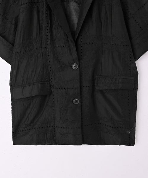 STYLE DELI(スタイルデリ)の「【BLK001】パッチワークシアーレーステーラードジャケット(テーラードジャケット・レディース・オフホワイト/ブラック・FREE)」の10枚目の写真
