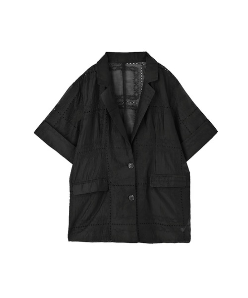 STYLE DELI(スタイルデリ)の「【BLK001】パッチワークシアーレーステーラードジャケット(テーラードジャケット・レディース・オフホワイト/ブラック・FREE)」の6枚目の写真