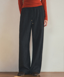 wool stripe cutting trouser_Black