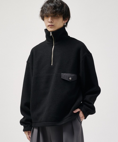 ウールMIX ハーフジップ スタンドプルオーバー（Tシャツ/カットソー