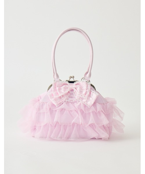 AVENCHUMU(アバンチュウム)の「Ribbon & tulle frill kiss-lock bag(ハンドバッグ・レディース・ブラック/ピンク・FREE)」の19枚目の写真