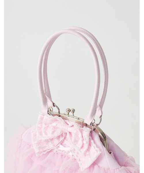 AVENCHUMU(アバンチュウム)の「Ribbon & tulle frill kiss-lock bag(ハンドバッグ・レディース・ブラック/ピンク・FREE)」の14枚目の写真