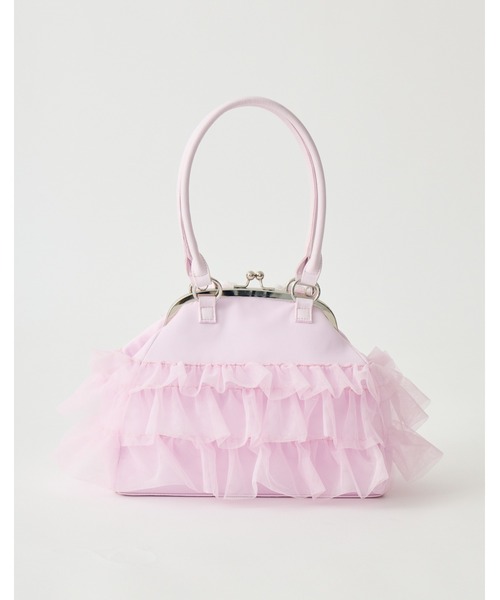 AVENCHUMU(アバンチュウム)の「Ribbon & tulle frill kiss-lock bag(ハンドバッグ・レディース・ブラック/ピンク・FREE)」の16枚目の写真