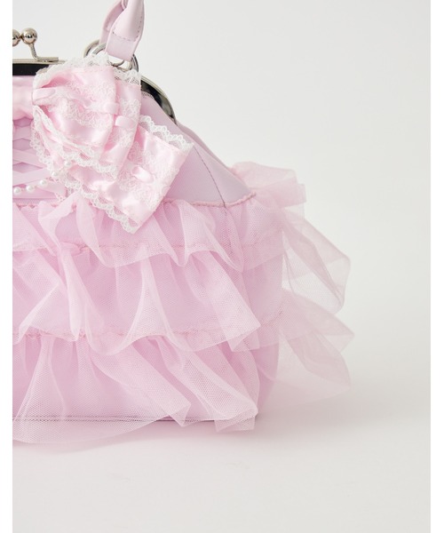 AVENCHUMU(アバンチュウム)の「Ribbon & tulle frill kiss-lock bag(ハンドバッグ・レディース・ブラック/ピンク・FREE)」の12枚目の写真