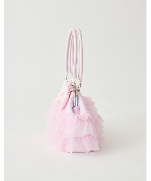 AVENCHUMU(アバンチュウム)の「Ribbon & tulle frill kiss-lock bag(ハンドバッグ・レディース・ブラック/ピンク・FREE)」の17枚目の写真