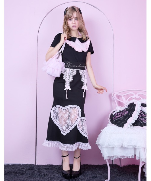 AVENCHUMU(アバンチュウム)の「Ribbon & tulle frill kiss-lock bag(ハンドバッグ・レディース・ブラック/ピンク・FREE)」の21枚目の写真