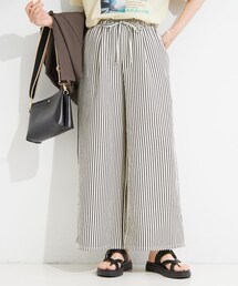 SHOO・LA・RUE | 【S-LL/体型カバー】穿くだけでこなれスタイルに サッカーストライプ イージーワイドパンツ(その他パンツ)