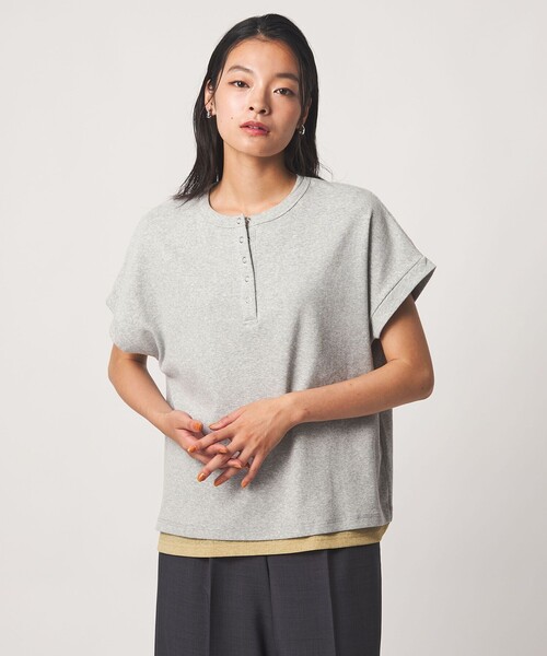 A DAY IN THE LIFE UNITED ARROWS(アデイインザライフユナイテッドアローズ)の「リブ フェイクレイヤード ヘンリーネックTシャツ <A DAY IN THE LIFE>(Tシャツ/カットソー・レディース・ネイビー/ライトグレー/ダークブラウン・FREE)」の2枚目の写真
