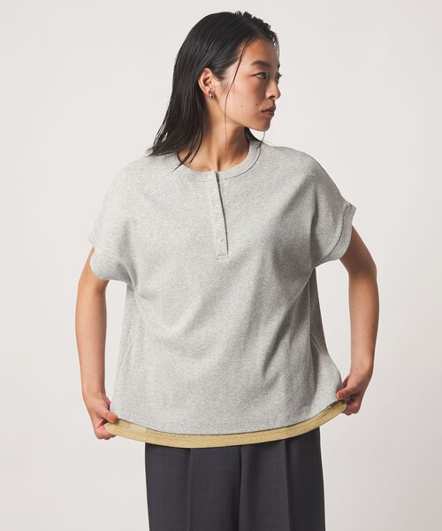 A DAY IN THE LIFE UNITED ARROWS(アデイインザライフユナイテッドアローズ)の「リブ フェイクレイヤード ヘンリーネックTシャツ <A DAY IN THE LIFE>(Tシャツ/カットソー・レディース・ネイビー/ライトグレー/ダークブラウン・FREE)」の6枚目の写真
