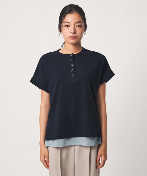 A DAY IN THE LIFE UNITED ARROWS(アデイインザライフユナイテッドアローズ)の「リブ フェイクレイヤード ヘンリーネックTシャツ <A DAY IN THE LIFE>(Tシャツ/カットソー・レディース・ネイビー/ライトグレー/ダークブラウン・FREE)」の8枚目の写真
