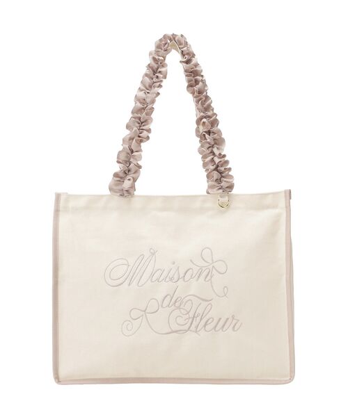 Maison de FLEUR(メゾンドフルール)の「ロゴ刺繍フリルハンドル帆布キャリーオンバッグ(トートバッグ・レディース・アイボリー/ブラック・FREE)」の22枚目の写真
