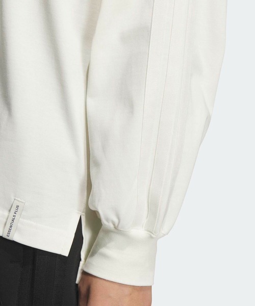 adidas(アディダス)の「エッセンシャルズ プラス スリー ストライプス ルーズ フィット 長袖 Tシャツ / ロンT / アディダス adidas(Tシャツ/カットソー・レディース・ホワイト・XX-LARGE/LARGE/MEDIUM/SMALL/X-LARGE/X-SMALL)」の3枚目の写真