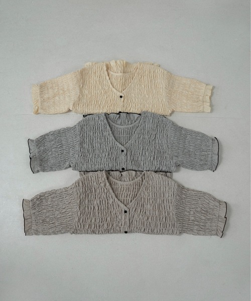lawgy（ラウジー）の「button point v neck shirring blouse / ボタンポイントvネックシャーリングブラウス（シャツ/ブラウス・レディース・ブラウン/クリーム/ホワイト×ブラック・FREE）」の20枚目の写真