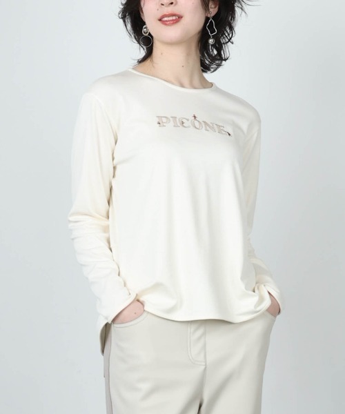 STUDIO PICONE(スタジオピッコーネ)の「レーヨン混ラメ刺繍プルオーバー(Tシャツ/カットソー・レディース・ピンク/ブラック/ブラウン/ホワイト・LL/M/L)」の9枚目の写真