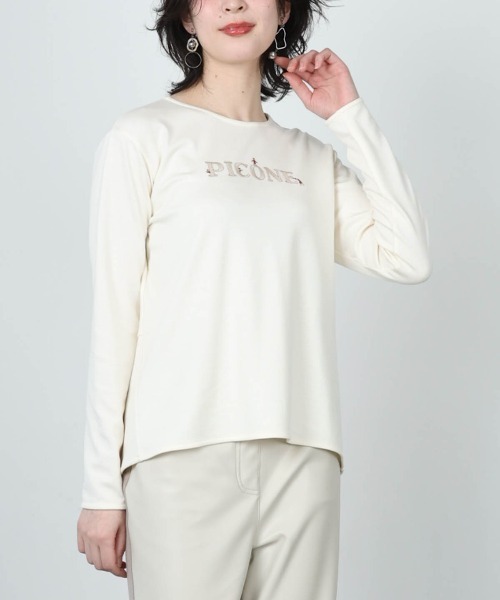 STUDIO PICONE(スタジオピッコーネ)の「レーヨン混ラメ刺繍プルオーバー(Tシャツ/カットソー・レディース・ピンク/ブラック/ブラウン/ホワイト・LL/M/L)」の5枚目の写真
