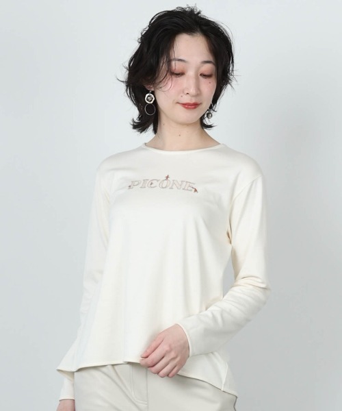 STUDIO PICONE(スタジオピッコーネ)の「レーヨン混ラメ刺繍プルオーバー(Tシャツ/カットソー・レディース・ピンク/ブラック/ブラウン/ホワイト・LL/M/L)」の10枚目の写真