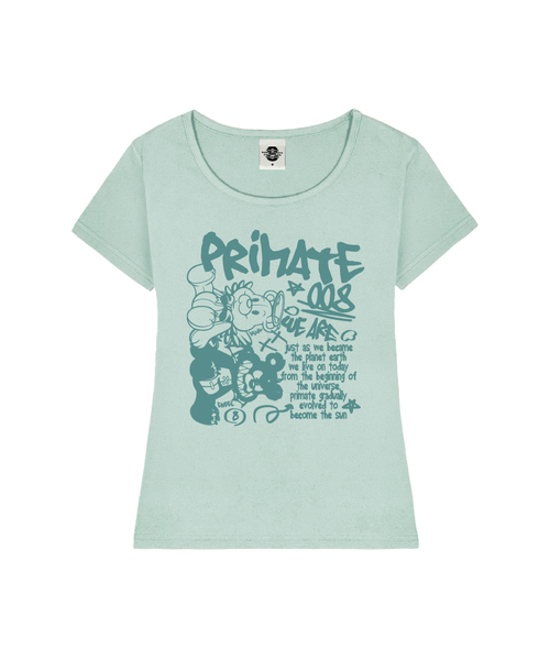 PRIMATE(プライメイト)の「ANGELDEM レディース Uネック スリムフィット 半袖Tシャツ 6 COLORS(Tシャツ/カットソー・レディース・ネイビー/ホワイト/ミント/ブラック/ピンク/ミックスグレー・MEDIUM/SMALL)」の4枚目の写真
