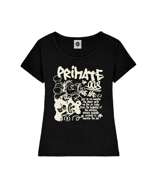 PRIMATE(プライメイト)の「ANGELDEM レディース Uネック スリムフィット 半袖Tシャツ 6 COLORS(Tシャツ/カットソー・レディース・ネイビー/ホワイト/ミント/ブラック/ピンク/ミックスグレー・MEDIUM/SMALL)」の2枚目の写真