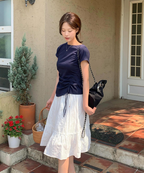 TTUDEMENT(トュードメント)の「EYELET RIBBON MIDI SKIRT_WHITE(スカート・レディース・その他・SMALL/MEDIUM)」の2枚目の写真