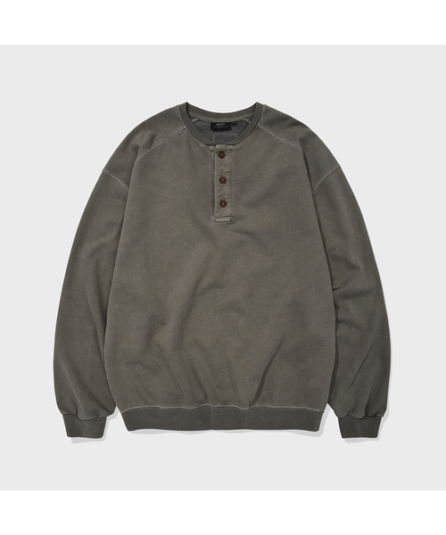KANEITEI(カネイテイ)の「VINTAGE WASHED HENLEY SWEATSHIRT (OLIVE DRAB)(スウェット・レディース・オリーブ・MEDIUM/LARGE/X-LARGE)」の1枚目の写真